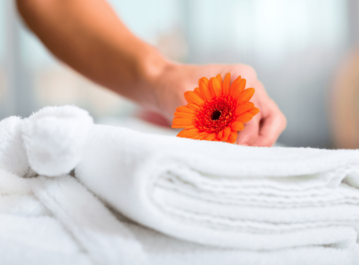 flower on towel